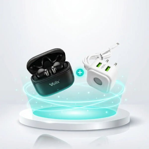 Sound + Power Bundle — Volix V-6020 ANC Earbuds + V-980 30W Charger - Volix