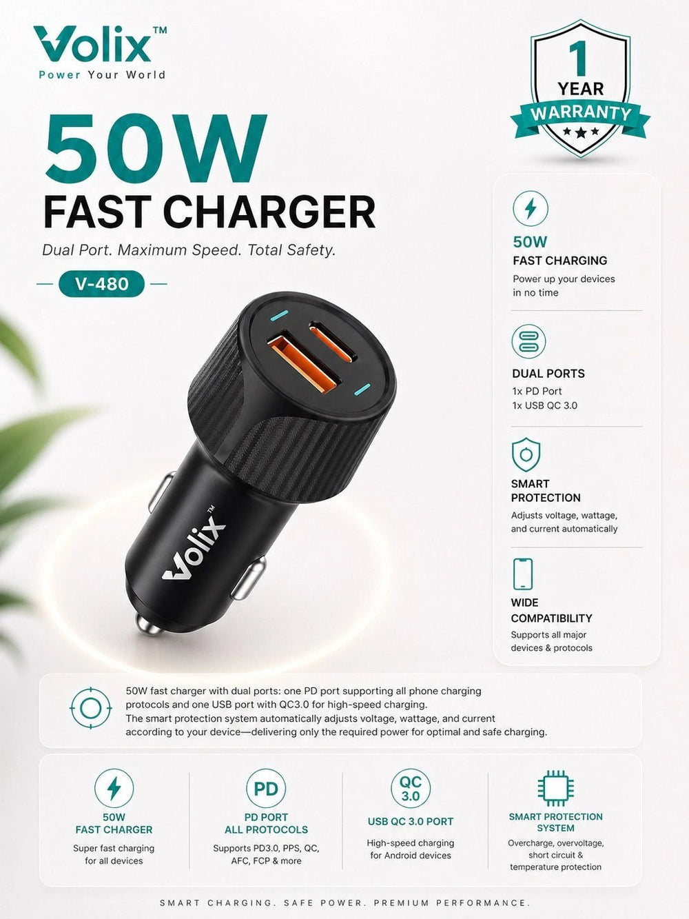 Volix V-480 Car Charging Adapter - Volix
