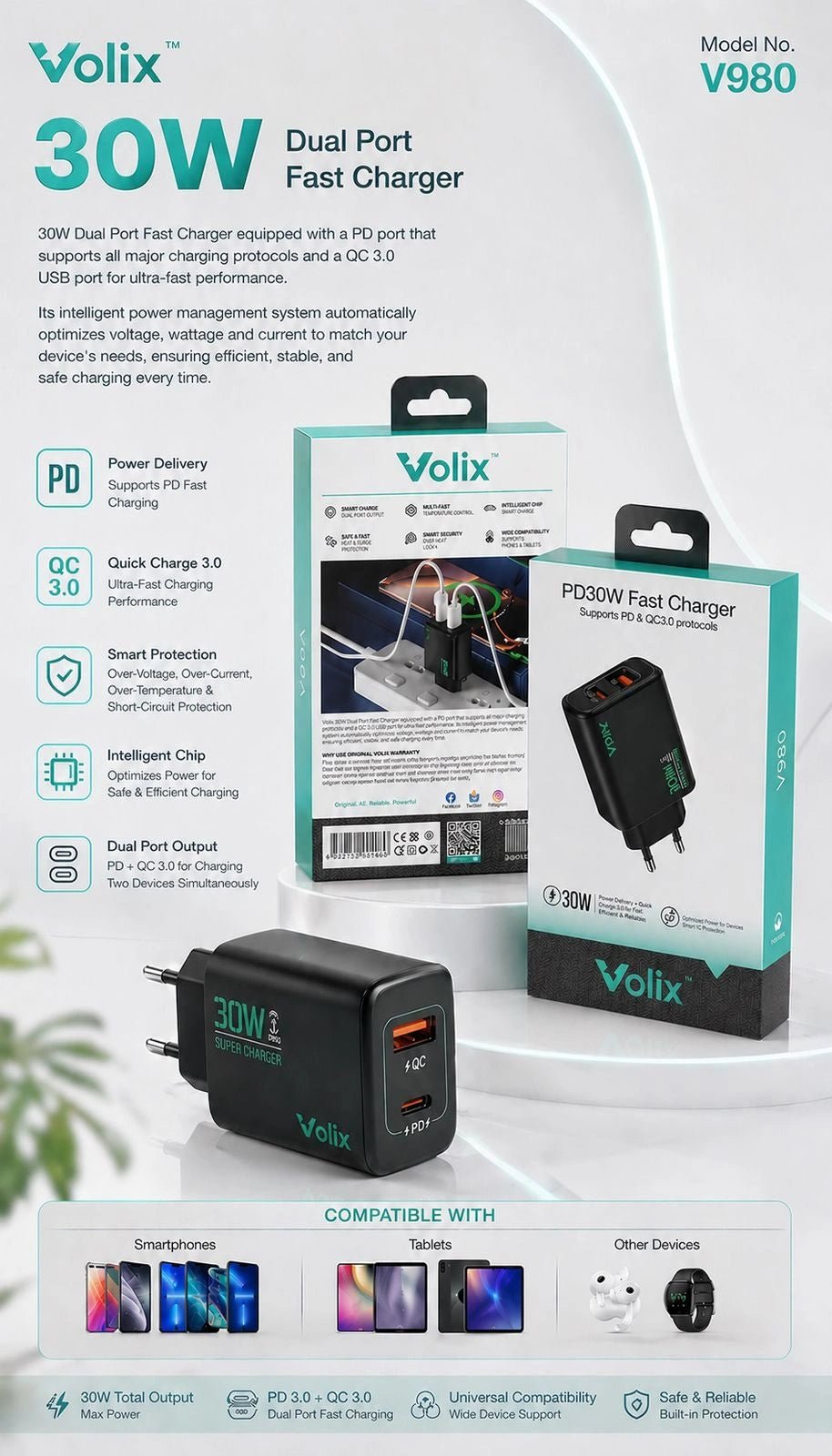 Volix V-980 Fast Charging Adapter - Volix