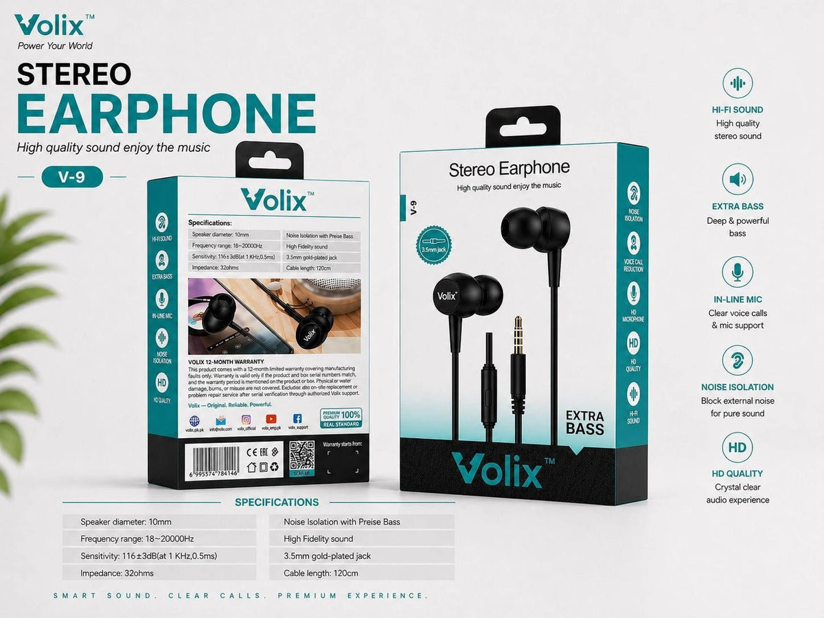 Volix V-9 Stereo Earphones - Volix