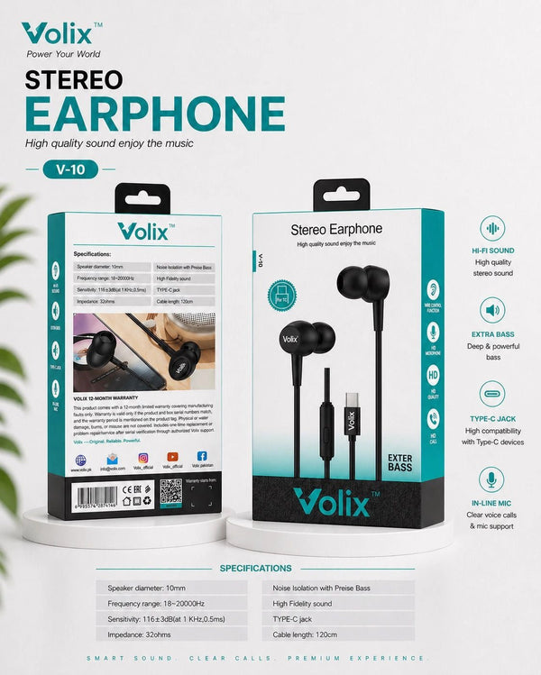 Volix V-10 Type-C Earphones - Volix